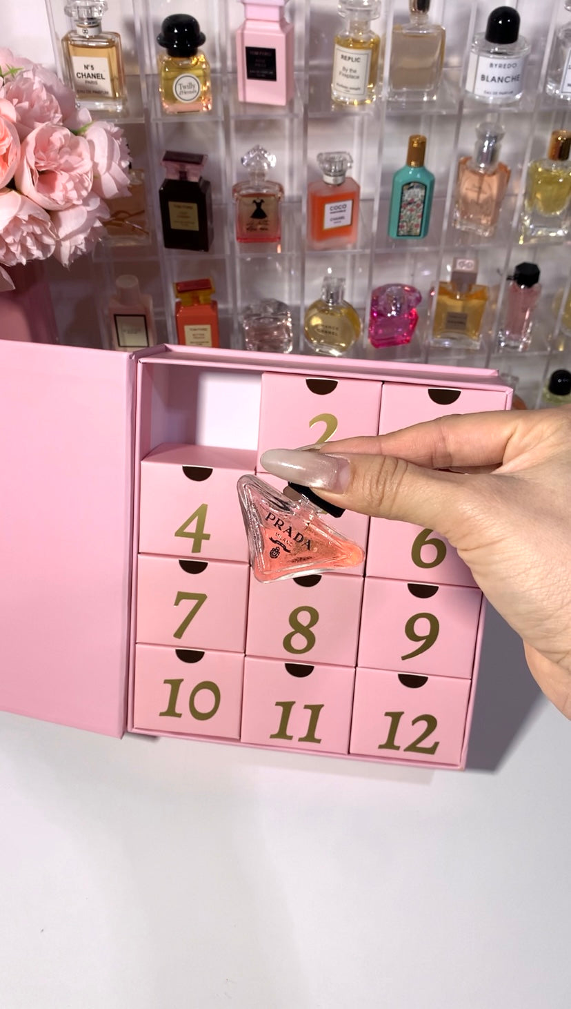 Elyvane™ Pink Noël — Calendrier de l’Avent Rose à 12 Compartiments